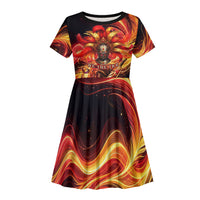 Trinbago Knight Riders Cricket Kid Short Sleeve Dress Trinidad and Tobago Fiery Knight Warrior Bat Flame