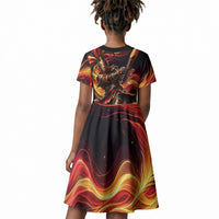 Trinbago Knight Riders Cricket Kid Short Sleeve Dress Trinidad and Tobago Fiery Knight Warrior Bat Flame