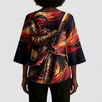 Trinbago Knight Riders Cricket Kimono Sleeve Blouse Trinidad and Tobago Fiery Knight Warrior Bat Flame
