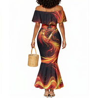 Trinbago Knight Riders Cricket Mermaid Dress Trinidad and Tobago Fiery Knight Warrior Bat Flame
