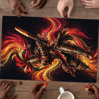 Trinbago Knight Riders Cricket Puzzle Trinidad and Tobago Fiery Knight Warrior Bat Flame