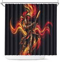 Trinbago Knight Riders Cricket Shower Curtain Trinidad and Tobago Fiery Knight Warrior Bat Flame
