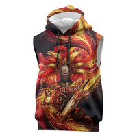 Trinbago Knight Riders Cricket Sleeveless Hoodie Trinidad and Tobago Fiery Knight Warrior Bat Flame