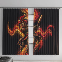 Trinbago Knight Riders Cricket Window Curtain Trinidad and Tobago Fiery Knight Warrior Bat Flame
