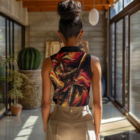 Trinbago Knight Riders Cricket Women Sleeveless Polo Shirt Trinidad and Tobago Fiery Knight Warrior Bat Flame