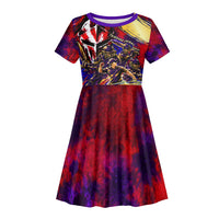 Trinbago Knight Riders Cricket Kid Short Sleeve Dress Trinidad and Tobago Unleash The Knight Brush Stroke