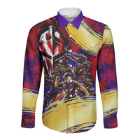 Trinbago Knight Riders Cricket Long Sleeve Button Shirt Trinidad and Tobago Unleash The Knight Brush Stroke