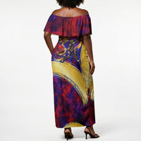 Trinbago Knight Riders Cricket Off Shoulder Maxi Dress Trinidad and Tobago Unleash The Knight Brush Stroke