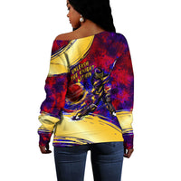 Trinbago Knight Riders Cricket Off Shoulder Sweater Trinidad and Tobago Unleash The Knight Brush Stroke