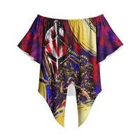 Trinbago Knight Riders Cricket Off Shoulder Wrap Waist Top Trinidad and Tobago Unleash The Knight Brush Stroke