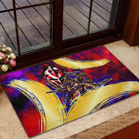Trinbago Knight Riders Cricket Rubber Doormat Trinidad and Tobago Unleash The Knight Brush Stroke