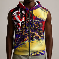 Trinbago Knight Riders Cricket Sleeveless Zip Hoodie Trinidad and Tobago Unleash The Knight Brush Stroke