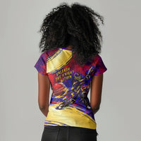 Trinbago Knight Riders Cricket Women V-Neck T-Shirt Trinidad and Tobago Unleash The Knight Brush Stroke