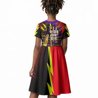 Trinidad and Tobago Cricket Kid Short Sleeve Dress Trinbago Knight Riders - Ride Or Die Comic Halftone