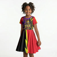 Trinidad and Tobago Cricket Kid Short Sleeve Dress Trinbago Knight Riders - Ride Or Die Comic Halftone