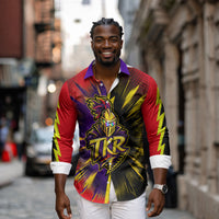 Trinidad and Tobago Cricket Long Sleeve Button Shirt Trinbago Knight Riders - Ride Or Die Comic Halftone