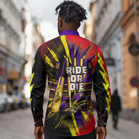 Trinidad and Tobago Cricket Long Sleeve Button Shirt Trinbago Knight Riders - Ride Or Die Comic Halftone