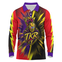 Trinidad and Tobago Cricket Long Sleeve Polo Shirt Trinbago Knight Riders - Ride Or Die Comic Halftone