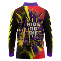 Trinidad and Tobago Cricket Long Sleeve Polo Shirt Trinbago Knight Riders - Ride Or Die Comic Halftone