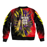 Trinidad and Tobago Cricket Sleeve Zip Bomber Jacket Trinbago Knight Riders - Ride Or Die Comic Halftone