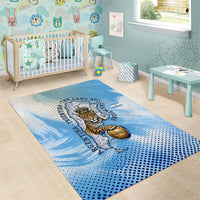 Argentina Football Land Of Champions Area Rug Halftone Dot Jaguar Mascot National Map