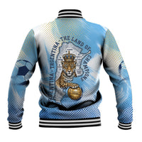 Argentina Football Land Of Champions Baseball Jacket Halftone Dot Jaguar Mascot National Map
