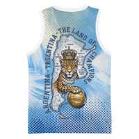 Argentina Football Land Of Champions Basketball Jersey Halftone Dot Jaguar Mascot National Map