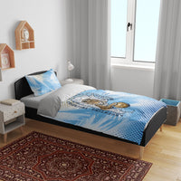 Argentina Football Land Of Champions Bedding Set Halftone Dot Jaguar Mascot National Map
