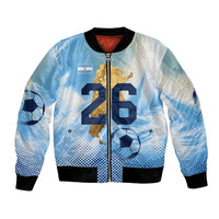 Argentina Football Land Of Champions Bomber Jacket Halftone Dot Jaguar Mascot National Map