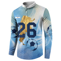 Argentina Football Land Of Champions Button Sweatshirt Halftone Dot Jaguar Mascot National Map
