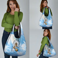 Argentina Football Land Of Champions Grocery Bag Halftone Dot Jaguar Mascot National Map