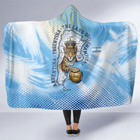 Argentina Football Land Of Champions Hooded Blanket Halftone Dot Jaguar Mascot National Map
