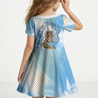 Argentina Football Land Of Champions Kid Short Sleeve Dress Halftone Dot Jaguar Mascot National Map