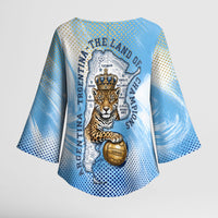 Argentina Football Land Of Champions Kimono Sleeve Blouse Halftone Dot Jaguar Mascot National Map