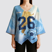 Argentina Football Land Of Champions Kimono Sleeve Blouse Halftone Dot Jaguar Mascot National Map