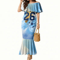 Argentina Football Land Of Champions Mermaid Dress Halftone Dot Jaguar Mascot National Map