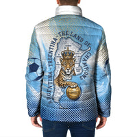 Argentina Football Land Of Champions Padded Jacket Halftone Dot Jaguar Mascot National Map