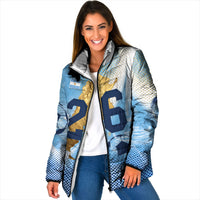 Argentina Football Land Of Champions Padded Jacket Halftone Dot Jaguar Mascot National Map