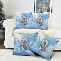 Argentina Football Land Of Champions Pillow Cover Halftone Dot Jaguar Mascot National Map