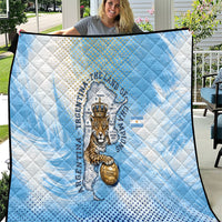 Argentina Football Land Of Champions Quilt Halftone Dot Jaguar Mascot National Map