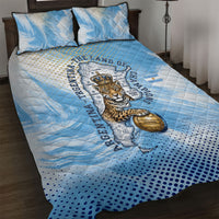 Argentina Football Land Of Champions Quilt Bed Set Halftone Dot Jaguar Mascot National Map