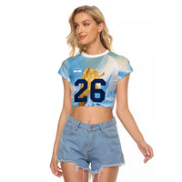 Argentina Football Land Of Champions Raglan Cropped T Shirt Halftone Dot Jaguar Mascot National Map