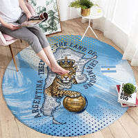 Argentina Football Land Of Champions Round Carpet Halftone Dot Jaguar Mascot National Map