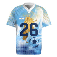 Argentina Football Land Of Champions Rugby Jersey Halftone Dot Jaguar Mascot National Map