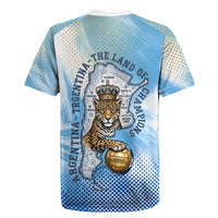 Argentina Football Land Of Champions Rugby Jersey Halftone Dot Jaguar Mascot National Map