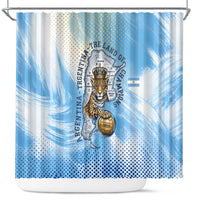 Argentina Football Land Of Champions Shower Curtain Halftone Dot Jaguar Mascot National Map