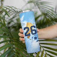 Argentina Football Land Of Champions Skinny Tumbler Halftone Dot Jaguar Mascot National Map