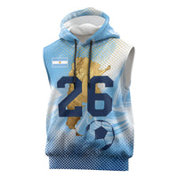 Argentina Football Land Of Champions Sleeveless Hoodie Halftone Dot Jaguar Mascot National Map