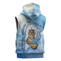 Argentina Football Land Of Champions Sleeveless Zip Hoodie Halftone Dot Jaguar Mascot National Map