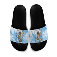 Argentina Football Land Of Champions Slide Sandals Halftone Dot Jaguar Mascot National Map